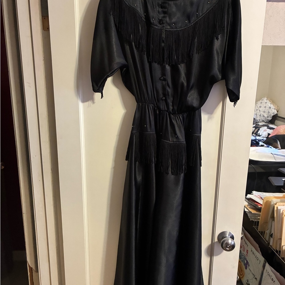 Elegant Black Fringe Western Dress